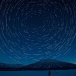 Cirkumpoláris csillagok mozgása és éjszakai táj
