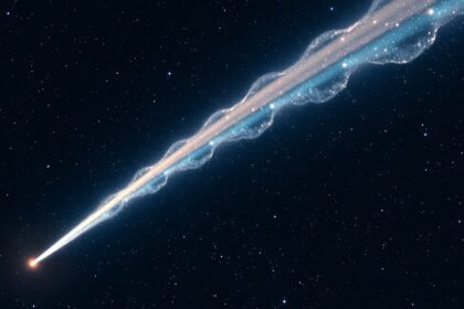 Csóvás üstökös látványos megjelenése a csillagos égbolt alatt