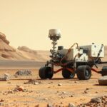 Curiosity Mars-járó a Gale-kráter felszínén, Mars bolygón.