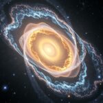 Színes illusztráció egy Aktív Galaxis Magról (AGN) az univerzumban.