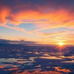 Éjféli nap jelensége - naplemente a sarkkör közelében.