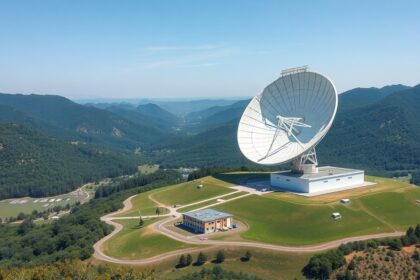A FAST rádiótávcső a hegyekben, csillagászati megfigyelésekhez.