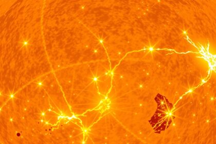 A flokkulum jelensége a Nap felszínén, bolyhos és fényes foltokkal.