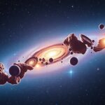 Egy galaxis képe, csillagokkal és bolygókkal.