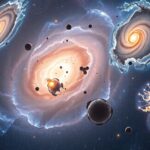 Különböző galaxishalmazok látványos ábrázolása az univerzumban