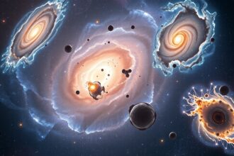 Különböző galaxishalmazok látványos ábrázolása az univerzumban