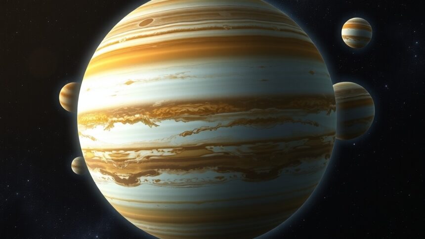 Jupiter és holdjai az űrben, gázbolygók látványos képe