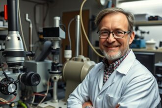 Genzel Reinhard, Nobel-díjas csillagász laboratóriumi munkája.