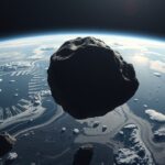 Földközeli aszteroida a Föld felett, űrbeli környezetben