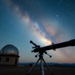 Távcső és csillagok a Mount Wilson obszervatórium közelében.