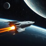 Űrhajó a harmadik kozmikus sebesség elérésére készülve.