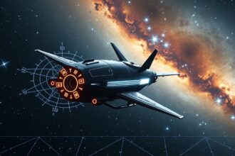 Űrhajó asztroinercialis navigációs rendszerrel a galaxisban