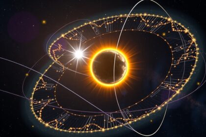 Asztrometriai kettőscsillagok és pályamozgás illusztrációja.