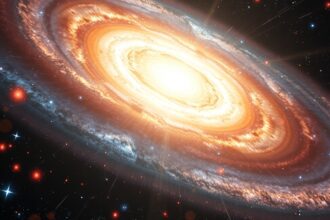 Aktív galaktikus mag körüli zóna energiával teli galaxisban.