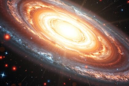 Aktív galaktikus mag körüli zóna energiával teli galaxisban.