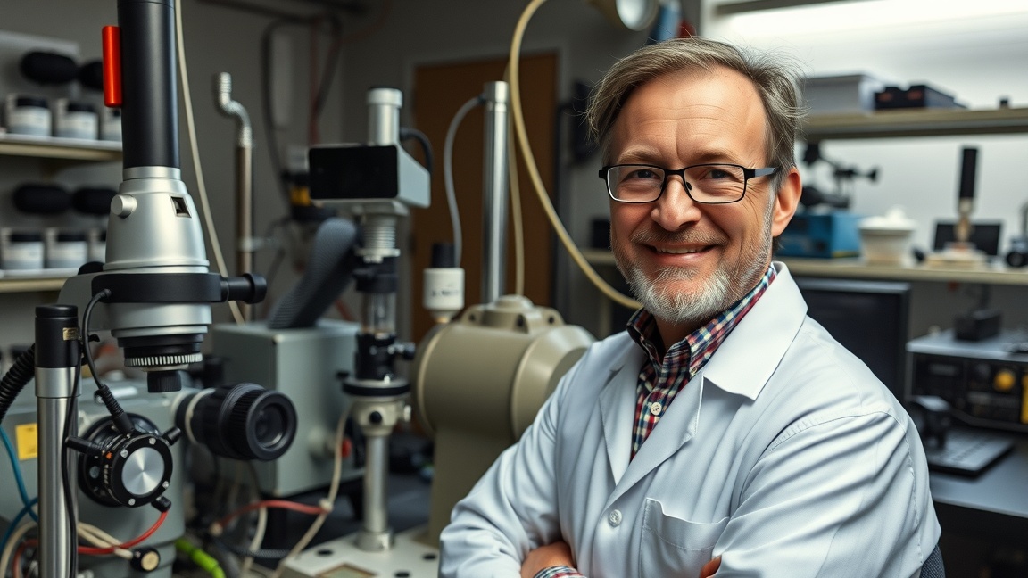 Genzel Reinhard, Nobel-díjas csillagász laboratóriumi munkája.
