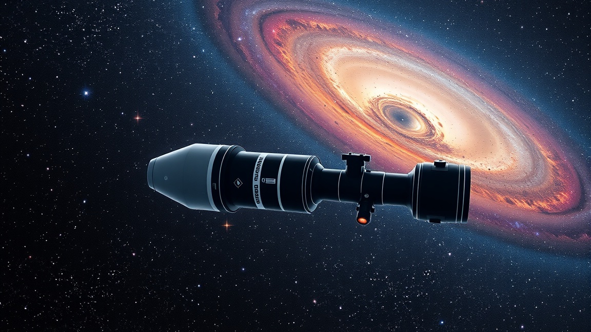 Hubble űrtávcső a galaxis előtt, csillagászati fotózás.
