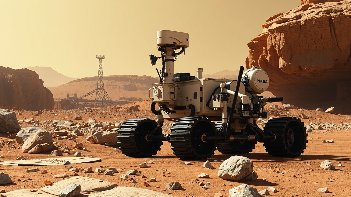NASA Curiosity Rover exploring the Martian landscape