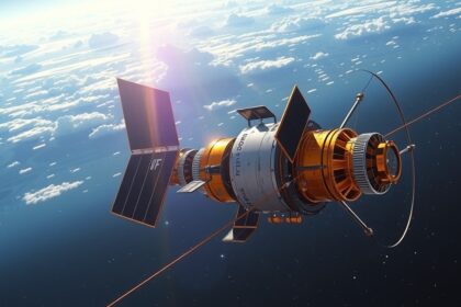 James Webb Űrtávcső az űrben, napfényben ragyogva.