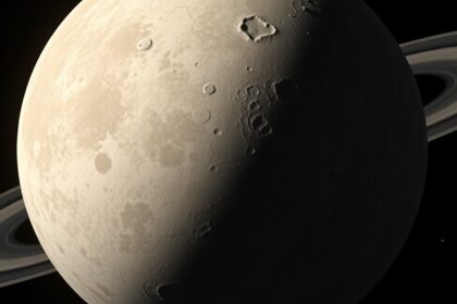 Janus, a Szaturnusz különleges holdja kráterekkel és porréteggel