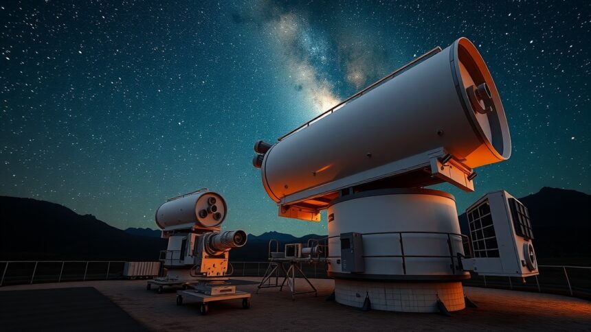 Keck távcső a csillagos égen, felkészülve az űrkutatás felfedezéseire.