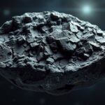 Kondrit meteorit közelről, aszteroidikus kőzetekből álló szerkezet.