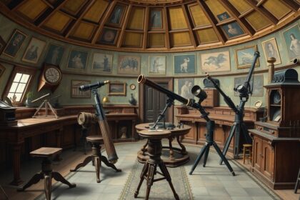 Konkoly-Thege Miklós obszervatóriumának belső tere teleszkópokkal