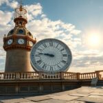 Középszoláris időre utaló óra a napfényben