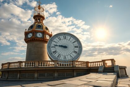 Középszoláris időre utaló óra a napfényben