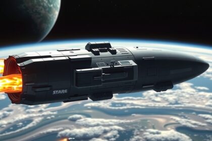 Űrhajó légköri fékezés közben a Föld körül