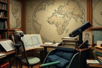 Csillagászati könyvtár térképekkel és távcsövekkel