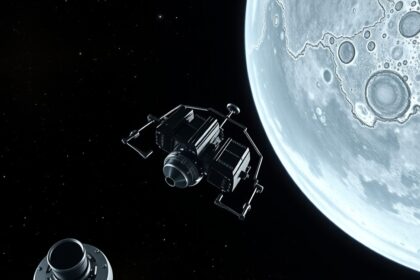 Űrszonda az űrben Merkúr mellett