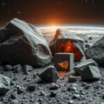 Meteoritok különböző típusai és összetétele a világűrben.