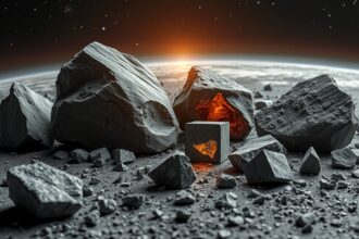 Meteoritok különböző típusai és összetétele a világűrben.