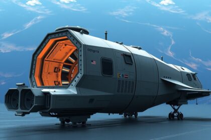 Az Orion űrhajó belseje, az MPCV szerkezeti elemeivel és űrtechnológiájával.