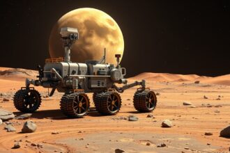 Mars rover Curiosity exploring the Martian surface