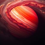 Jupiter bolygó képe a Nagy Vörös Folttal és légköri jelenségekkel