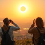 Nézők napfogyatkozást figyelnek Magyarországon.