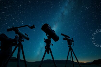 Csillagászati távcsövek az éjszakai égbolton a csillagászathoz