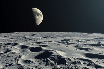 A Hold tengereinek és kráterek részletei a felszínén.