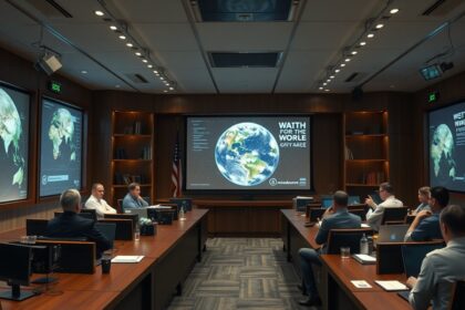 Csillagászati értekezlet világtérképpel és előadásokkal