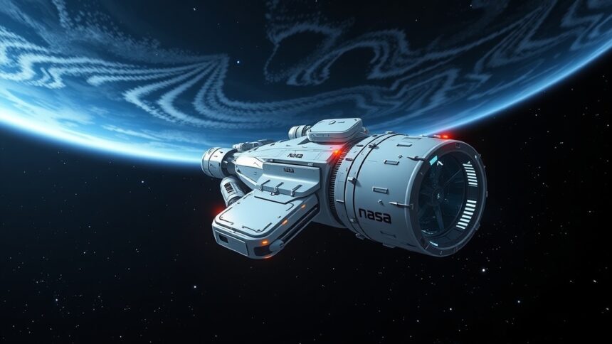 NASA űrhajó a Föld körül keringő bolygó felett