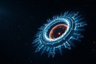 Digitális ábrázolás az Oort-felhő és egy kozmikus objektum körül