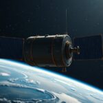 Az OSCAR-1 amatőr műhold az űrben, napsütésben érkező jelekkel.