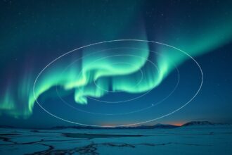 Aurora borealis jelenség a sarkkör közelében.