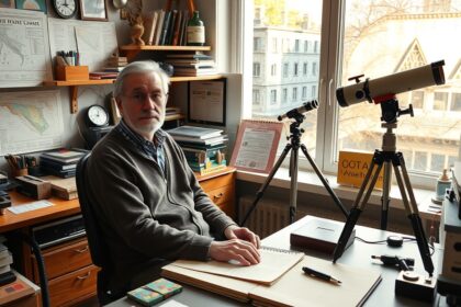 Didier Queloz, Nobel-díjas asztrofizikus laboratóriumban, távcsövek között.