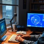 Fiatal ember számítógép előtt dolgozik SETI@home projekten.