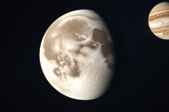 Jupiter távoli holdja, Sinope és a Jupiter bolygó látványa