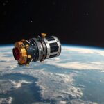 A Smog-P zsebműhold az űrben, a Föld felett.