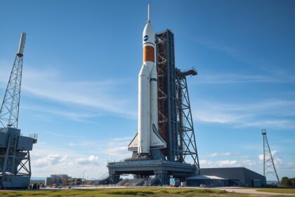 NASA Space Launch System rakéta a kilövőálláson